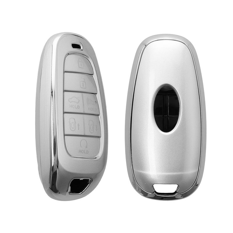 Auto si Moto - Electronice auto - Accesorii electronice auto - Husa cheie auto Kwmobile pentru Hyundai Ioniq 5 2021-2024, Tucson NX4 2021 2022 2023 2024, anti-alunecare, TPU, argintiu - Infinity.ro