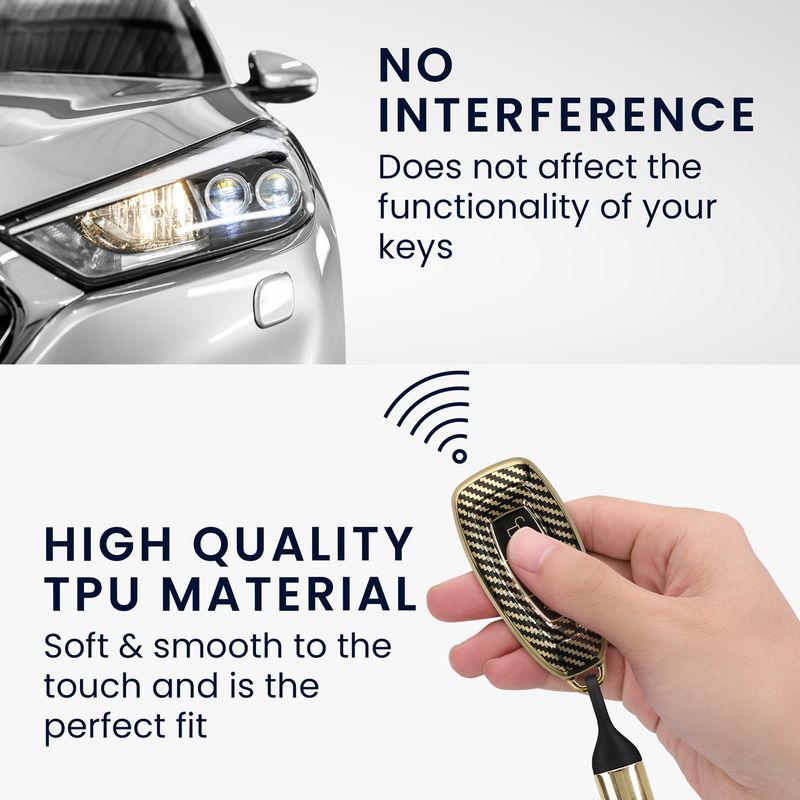 Auto si Moto - Electronice auto - Accesorii electronice auto - Husa cheie auto Kwmobile pentru Ford Fiesta IV, Focus III, Galaxy, Fusion, cu inel, antizgarieturi, TPU, auriu, negru - Infinity.ro