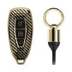 Auto si Moto - Electronice auto - Accesorii electronice auto - Husa cheie auto Kwmobile pentru Ford Fiesta IV, Focus III, Galaxy, Fusion, cu inel, antizgarieturi, TPU, auriu, negru - Infinity.ro