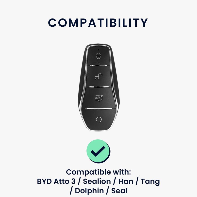 Auto si Moto - Electronice auto - Accesorii electronice auto - Husa cheie auto Kwmobile pentru BYD Atto 3, Atto 2, Sealion, Han, cu inel, antisoc, piele ecologica, negru, portocaliu - Infinity.ro