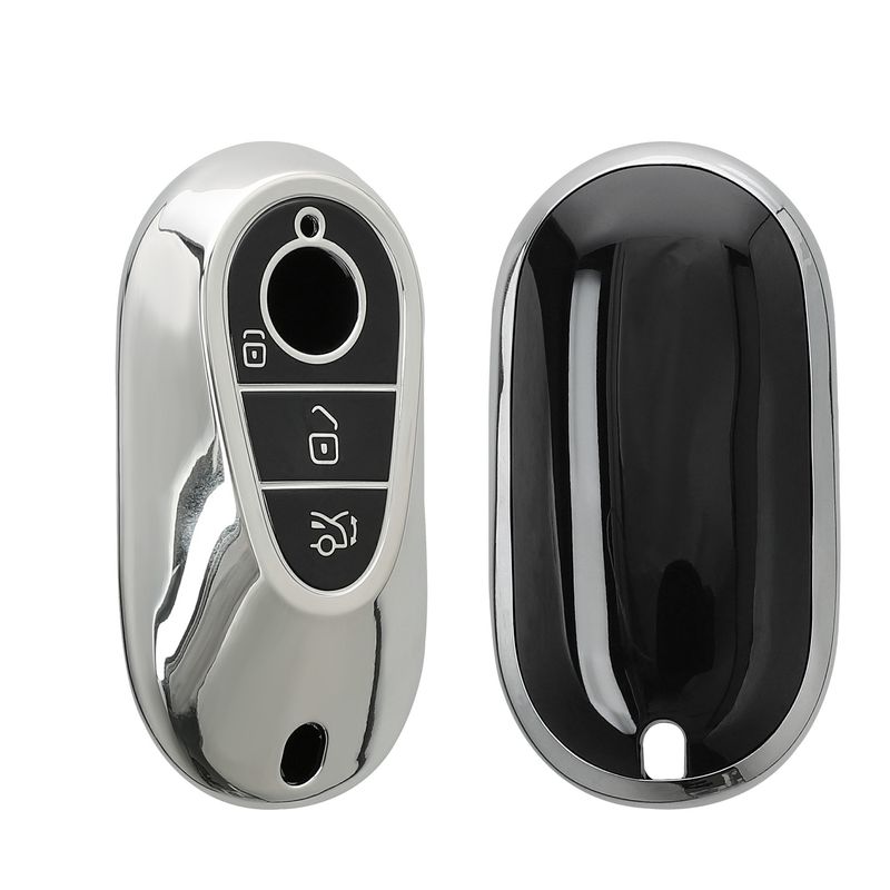 Auto si Moto - Electronice auto - Accesorii electronice auto - Husa cheie auto Kwmobile pentru Mercedes-Benz C-Class W206, GLC X254 2021-2027, CLA EQ C, TPU, argintiu - Infinity.ro