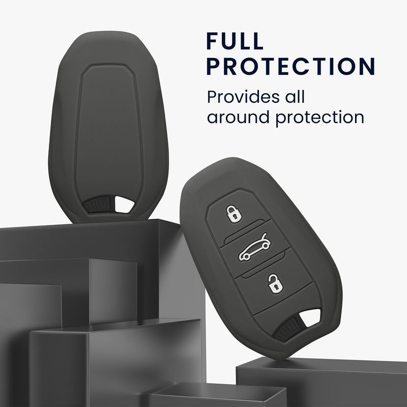 Auto si Moto - Electronice auto - Accesorii electronice auto - Husa cheie auto Kwmobile pentru Peugeot 208 e208 301 307 308 407 408 508 2008 3008 4008 5008, TPU, gri - Infinity.ro