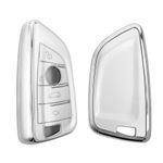 Auto si Moto - Electronice auto - Accesorii electronice auto - Husa cheie Kwmobile BMW 3 Series (E36), BMW 5 Series (E34, E39), BMW 7 Series (E38), anti-alunecare, TPU, argintiu - Infinity.ro