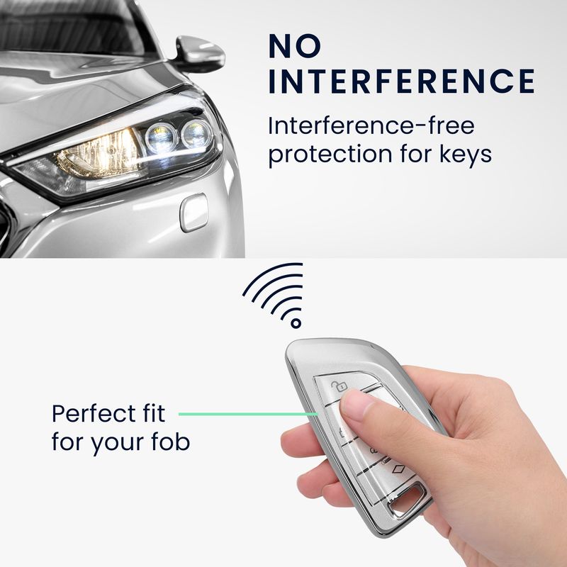 Auto si Moto - Electronice auto - Accesorii electronice auto - Husa cheie Kwmobile BMW 3 Series (E36), BMW 5 Series (E34, E39), BMW 7 Series (E38), anti-alunecare, TPU, argintiu - Infinity.ro