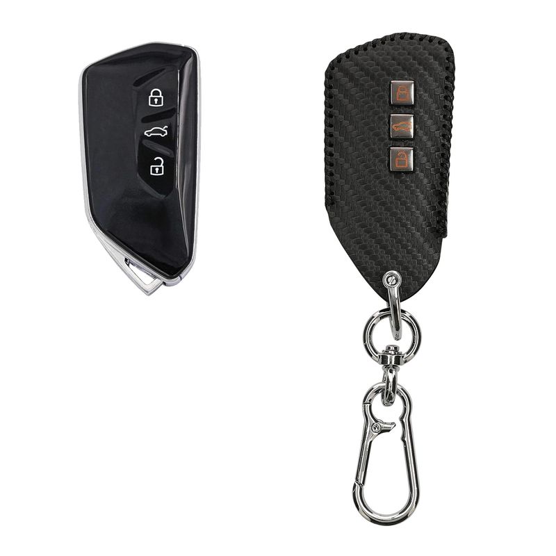 Auto si Moto - Electronice auto - Accesorii electronice auto - Husa cheie auto Kwmobile pentru VW, SEAT Golf 8 (inclusiv GTE, GTI), ID.3, ID.4, ID.5, antisoc, piele ecologica, negru - Infinity.ro