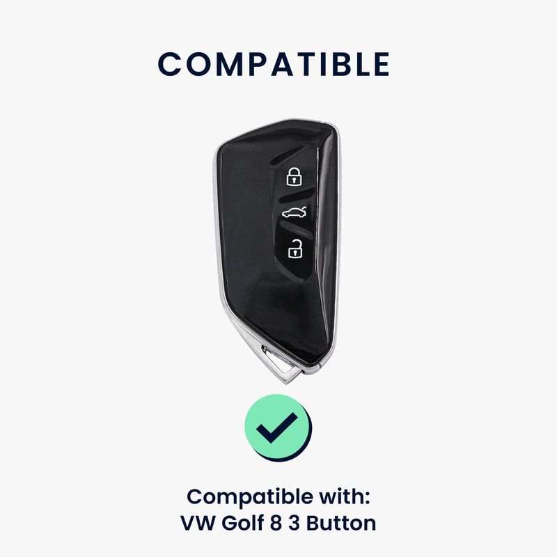 Auto si Moto - Electronice auto - Accesorii electronice auto - Husa cheie auto Kwmobile pentru VW, SEAT Golf 8 (inclusiv GTE, GTI), ID.3, ID.4, ID.5, antisoc, piele ecologica, negru - Infinity.ro