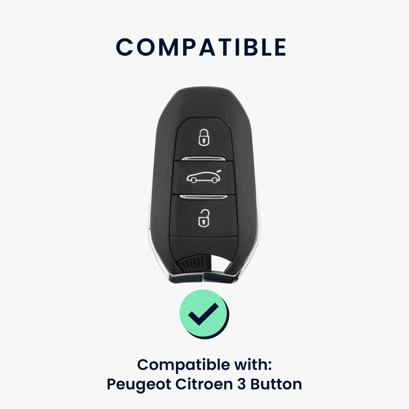 Auto si Moto - Electronice auto - Accesorii electronice auto - Husa cheie Kwmobile Peugeot, Citroen 208 e208 301 307 308 407, Citroen C2 C3 C4 C4L C5, antisoc, piele ecologica, negru - Infinity.ro