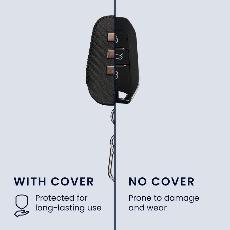 Auto si Moto - Electronice auto - Accesorii electronice auto - Husa cheie Kwmobile Peugeot, Citroen 208 e208 301 307 308 407, Citroen C2 C3 C4 C4L C5, antisoc, piele ecologica, negru - Infinity.ro