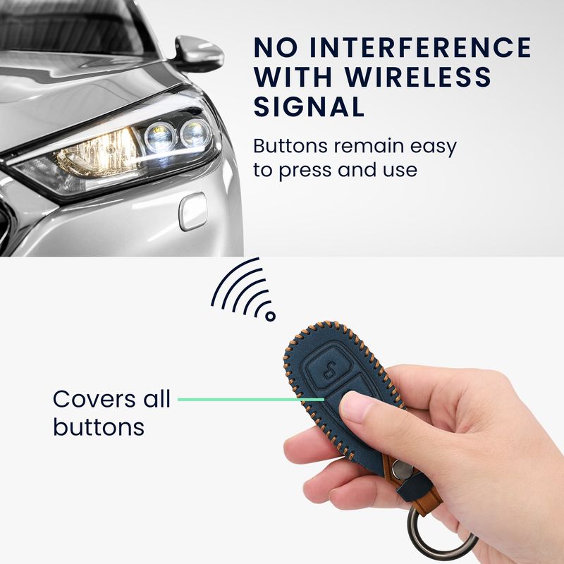 Auto si Moto - Electronice auto - Accesorii electronice auto - Husa cheie Kwmobile Ford Fiesta IV, Focus III, Galaxy, Fusion, protectie la zgarieturi, piele ecologica, albastru, maro - Infinity.ro