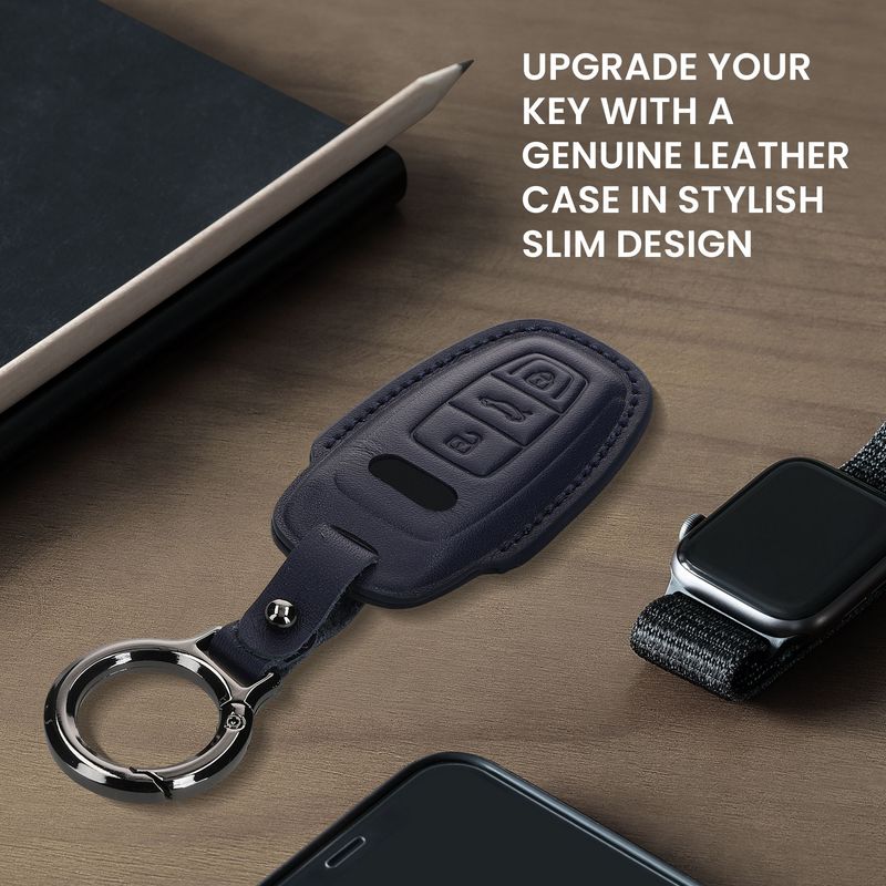 Auto si Moto - Electronice auto - Accesorii electronice auto - Husa pentru cheie auto Kwmobile pentru Audi A6, A7, A8, Q7, anti-alunecare, piele naturala, albastru - Infinity.ro