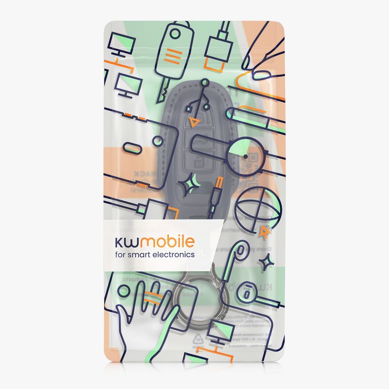 Auto si Moto - Electronice auto - Accesorii electronice auto - Husa pentru cheie auto Kwmobile pentru Audi A6, A7, A8, Q7, anti-alunecare, piele naturala, albastru - Infinity.ro
