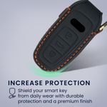 Auto si Moto - Electronice auto - Accesorii electronice auto - Husa pentru cheie auto Kwmobile pentru Audi A6, A7, A8, Q7, prindere cu inel, anti-alunecare, piele naturala, albastru - Infinity.ro