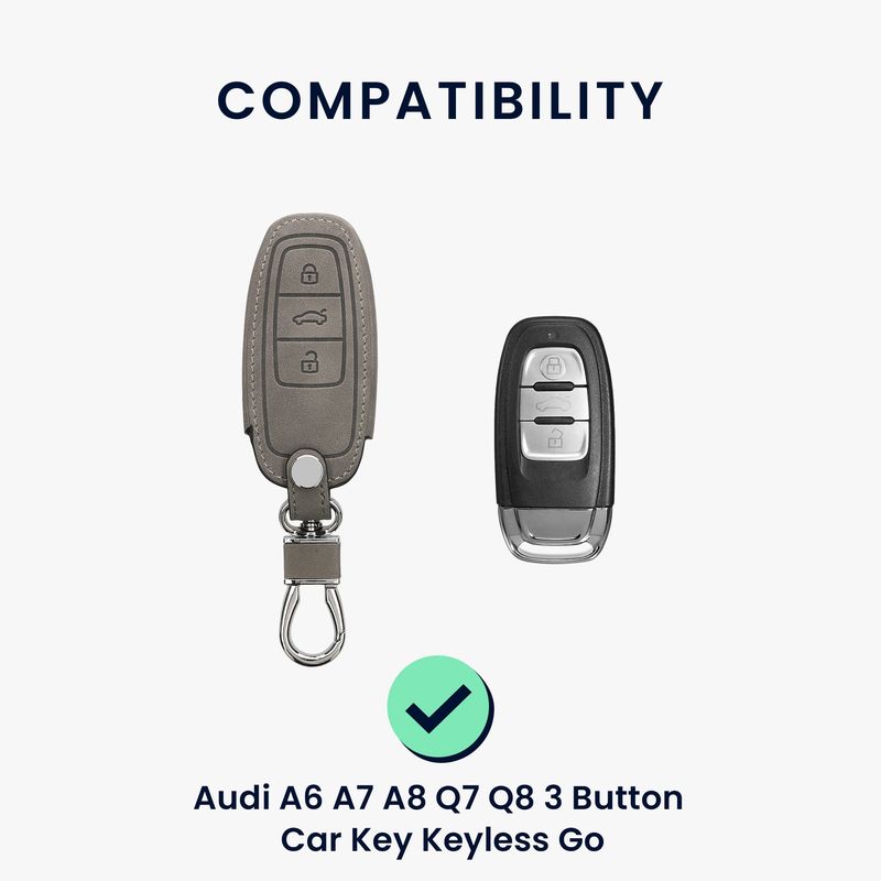 Auto si Moto - Electronice auto - Accesorii electronice auto - Husa pentru cheie auto Kwmobile pentru Audi A6, A7, A8, Q7, protectie la zgarieturi, piele ecologica, gri - Infinity.ro