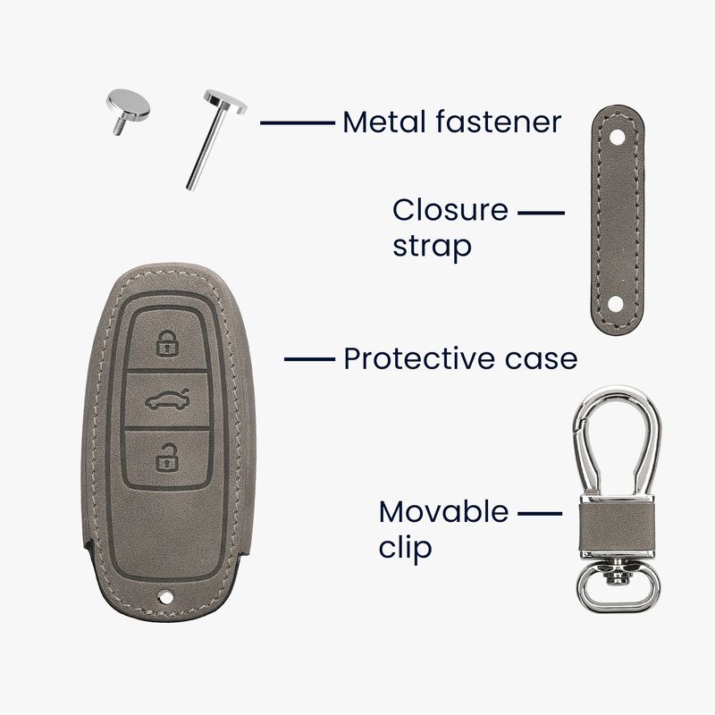 Auto si Moto - Electronice auto - Accesorii electronice auto - Husa pentru cheie auto Kwmobile pentru Audi A6, A7, A8, Q7, protectie la zgarieturi, piele ecologica, gri - Infinity.ro