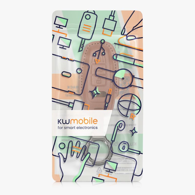 Auto si Moto - Electronice auto - Accesorii electronice auto - Husa pentru cheie auto Kwmobile pentru Audi A6, A7, A8, Q7, prindere cu inel, anti-alunecare, piele naturala, maro - Infinity.ro