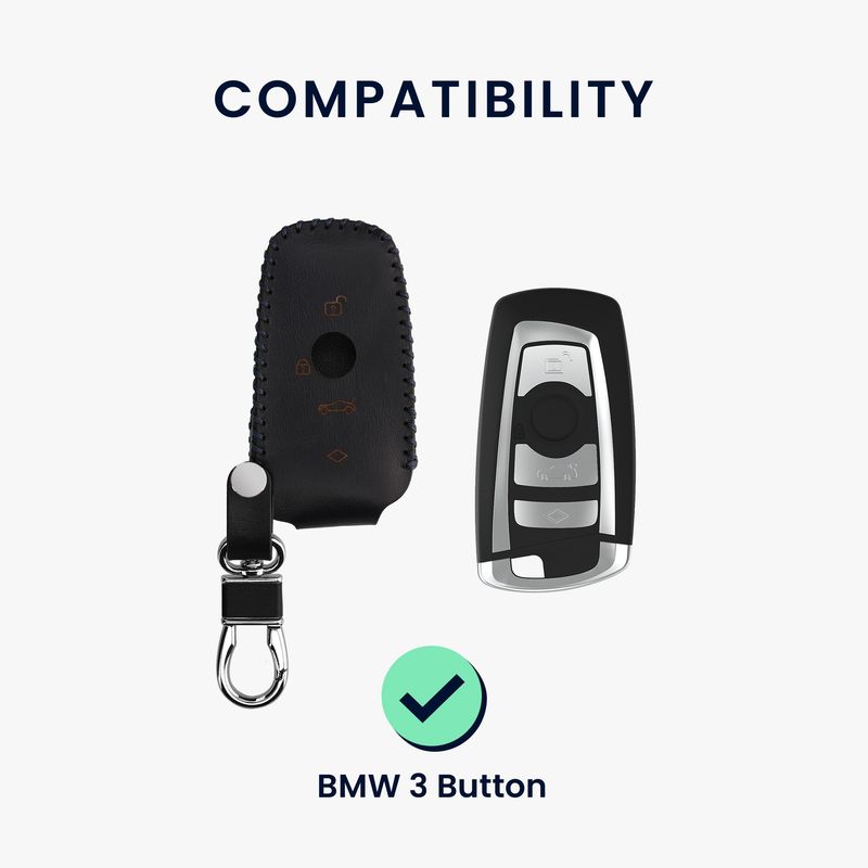 Auto si Moto - Electronice auto - Accesorii electronice auto - Husa pentru cheie auto Kwmobile pentru BMW, protectie la zgarieturi, piele naturala, albastru - Infinity.ro