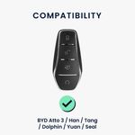 Auto si Moto - Electronice auto - Accesorii electronice auto - Husa pentru cheie auto Kwmobile pentru BYD Atto 3, Atto 2, Sealion, Han, anti-alunecare, piele naturala, negru - Infinity.ro