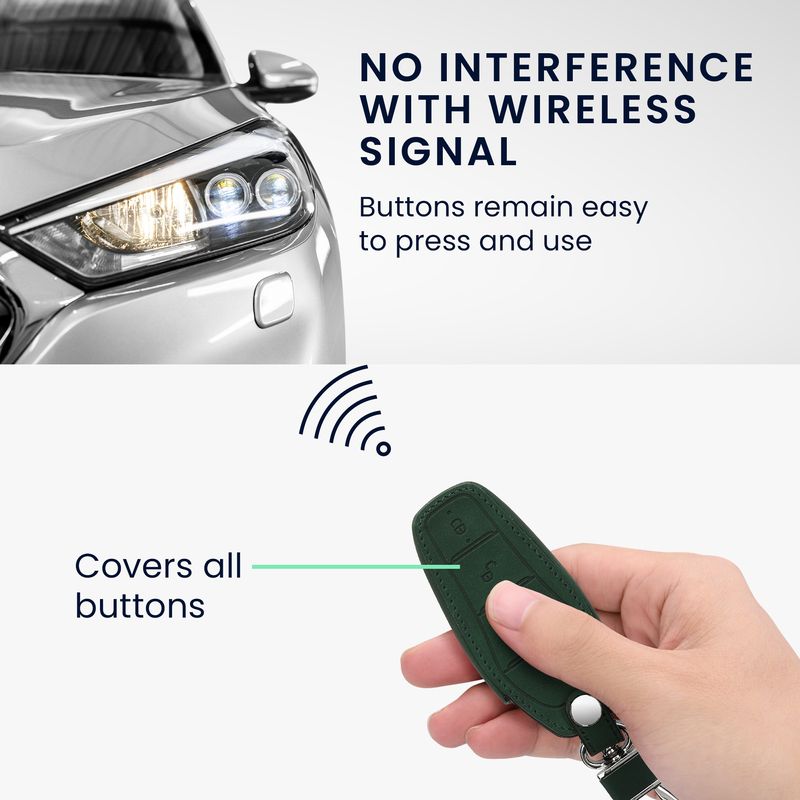 Auto si Moto - Electronice auto - Accesorii electronice auto - Husa pentru cheie auto Kwmobile pentru BYD Atto 3, Atto 2, Sealion, Han, anti-alunecare, piele ecologica, verde - Infinity.ro