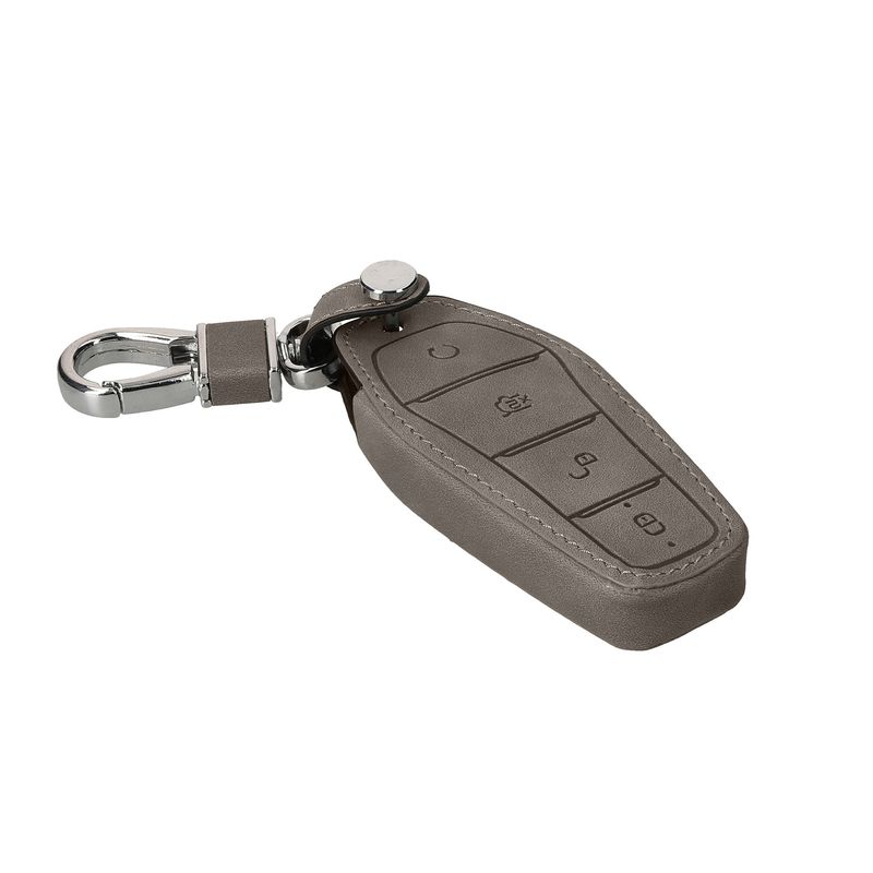 Auto si Moto - Electronice auto - Accesorii electronice auto - Husa pentru cheie auto Kwmobile pentru BYD Atto 3, Atto 2, Sealion, Han, anti-alunecare, piele ecologica, gri - Infinity.ro