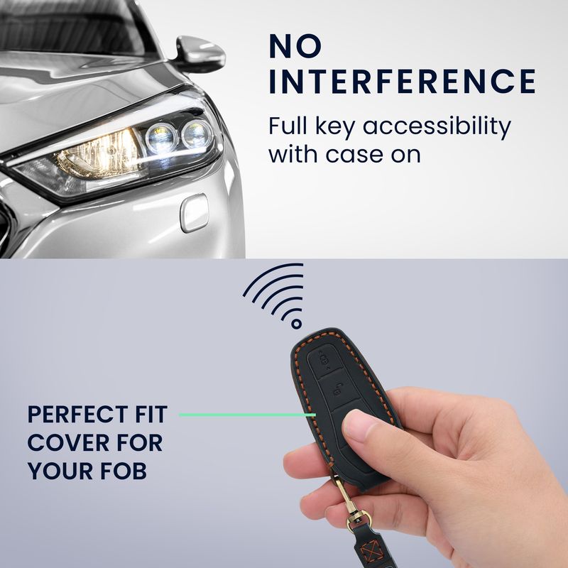 Auto si Moto - Electronice auto - Accesorii electronice auto - Husa pentru cheie auto Kwmobile pentru BYD Atto 3, Atto 2, Sealion, Han, anti-alunecare, piele naturala, albastru - Infinity.ro