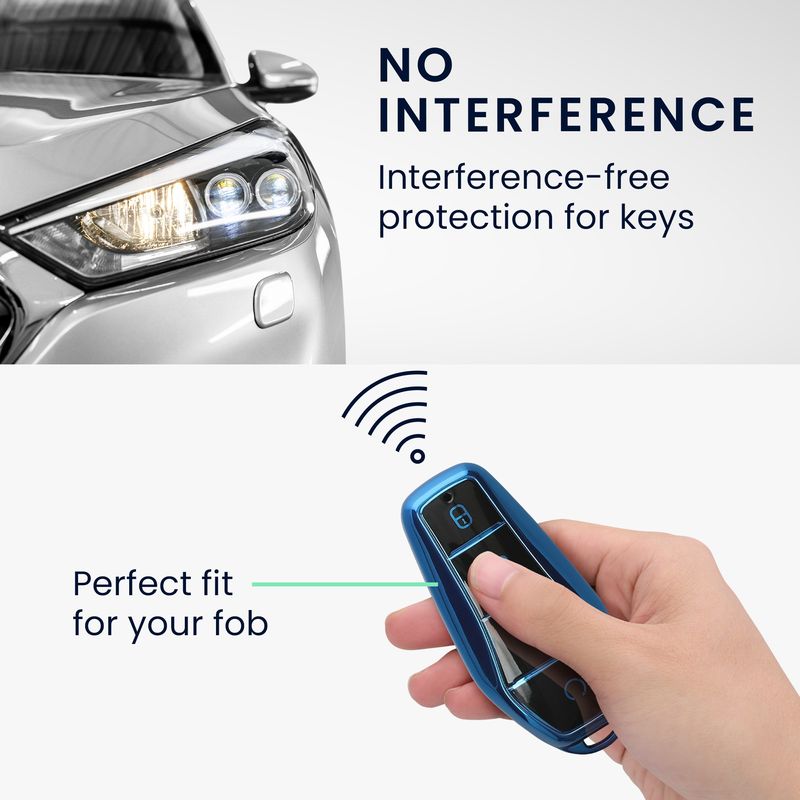 Auto si Moto - Electronice auto - Accesorii electronice auto - Husa pentru cheie auto Kwmobile pentru BYD Atto 3, Atto 2, Sealion, Han, anti-alunecare, TPU, albastru lucios - Infinity.ro