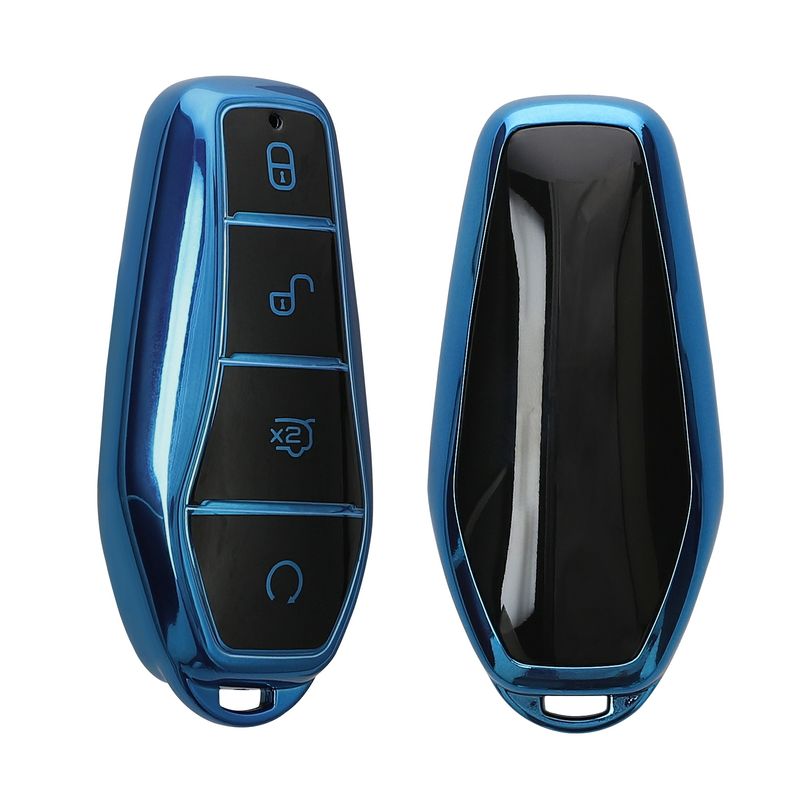 Auto si Moto - Electronice auto - Accesorii electronice auto - Husa pentru cheie auto Kwmobile pentru BYD Atto 3, Atto 2, Sealion, Han, anti-alunecare, TPU, albastru lucios - Infinity.ro