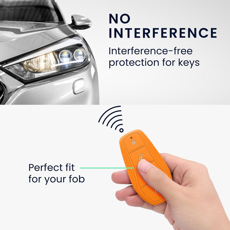 Auto si Moto - Electronice auto - Accesorii electronice auto - Husa pentru cheie auto Kwmobile pentru BYD Atto 3, Atto 2, Sealion, Han, anti-alunecare, TPU, portocaliu - Infinity.ro