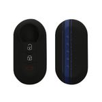Auto si Moto - Electronice auto - Accesorii electronice auto - Husa pentru cheie auto Kwmobile pentru Fiat, Lancia 500, 500 C, 500L, 500X, anti-alunecare, TPU, albastru, negru - Infinity.ro