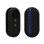 Auto si Moto - Electronice auto - Accesorii electronice auto - Husa pentru cheie auto Kwmobile pentru Fiat, Lancia 500, 500 C, 500L, 500X, anti-alunecare, TPU, albastru, negru - Infinity.ro