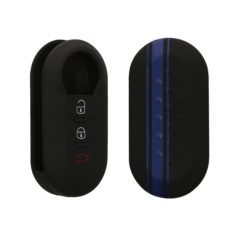 Auto si Moto - Electronice auto - Accesorii electronice auto - Husa pentru cheie auto Kwmobile pentru Fiat, Lancia 500, 500 C, 500L, 500X, anti-alunecare, TPU, albastru, negru - Infinity.ro