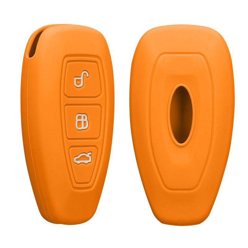 Auto si Moto - Electronice auto - Accesorii electronice auto - Husa pentru cheie auto Kwmobile pentru Ford Fiesta IV, Focus III, Galaxy, Fusion, anti-alunecare, TPU, portocaliu - Infinity.ro