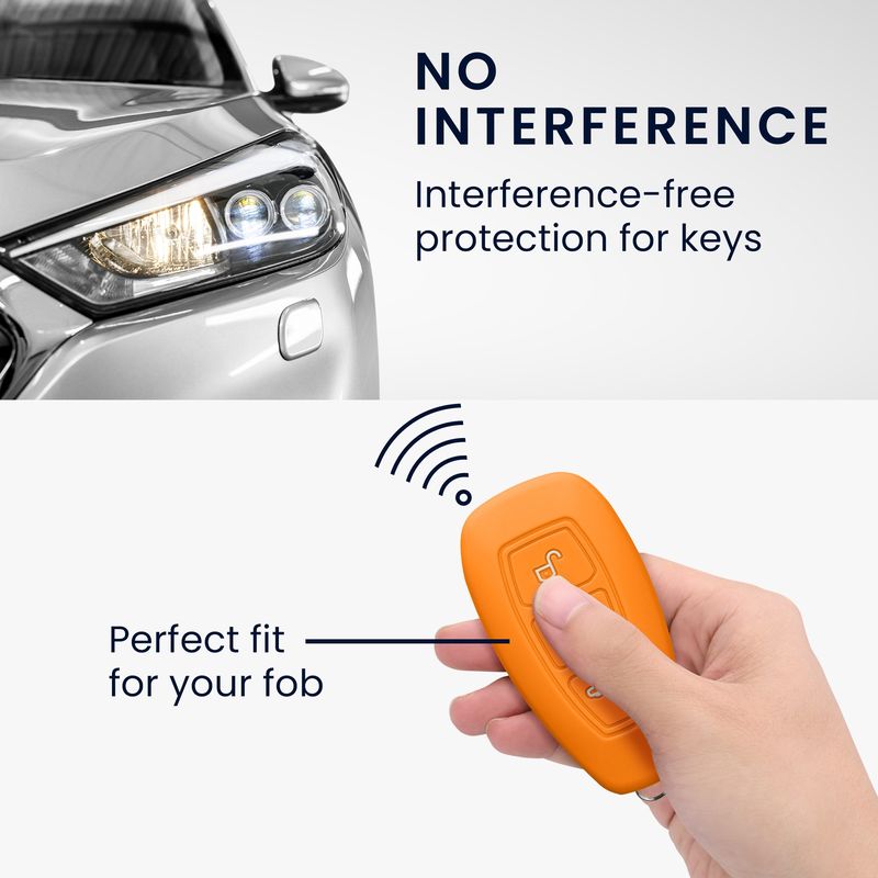 Auto si Moto - Electronice auto - Accesorii electronice auto - Husa pentru cheie auto Kwmobile pentru Ford Fiesta IV, Focus III, Galaxy, Fusion, anti-alunecare, TPU, portocaliu - Infinity.ro