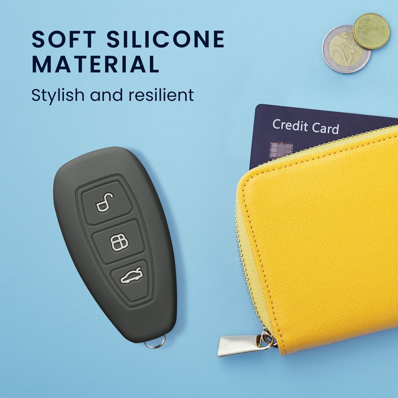 Auto si Moto - Electronice auto - Accesorii electronice auto - Husa pentru cheie auto Kwmobile pentru Ford Fiesta IV, Focus III, Galaxy, Fusion, anti-alunecare, TPU, gri - Infinity.ro