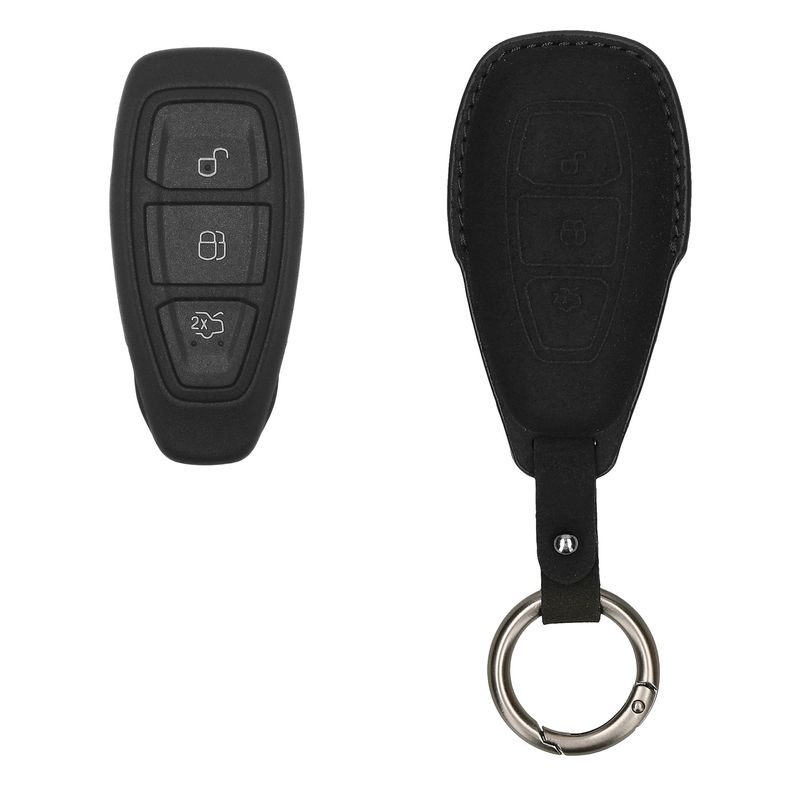 Auto si Moto - Electronice auto - Accesorii electronice auto - Husa pentru cheie auto Kwmobile pentru Ford Fiesta IV, Focus III, Galaxy, Fusion, anti-alunecare, piele ecologica, negru - Infinity.ro