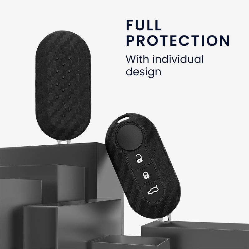 Auto si Moto - Electronice auto - Accesorii electronice auto - Husa pentru cheie auto Kwmobile pentru Fiat, Lancia Bravo, Doblo, Ducato, Panda, anti-alunecare, TPU, negru - Infinity.ro