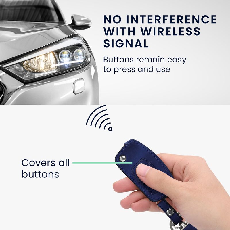 Auto si Moto - Electronice auto - Accesorii electronice auto - Husa pentru cheie auto Kwmobile pentru Ford Fiesta, Focus, Galaxy, Fusion, anti-alunecare, piele ecologica, albastru - Infinity.ro