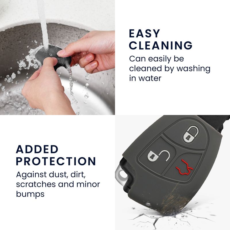 Auto si Moto - Electronice auto - Accesorii electronice auto - Husa pentru cheie auto Kwmobile pentru Mercedes-Benz A-Klasse W169, B W245 T245, C, CL, anti-alunecare, TPU, gri - Infinity.ro