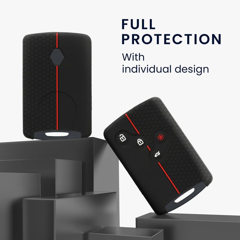 Auto si Moto - Electronice auto - Accesorii electronice auto - Husa pentru cheie auto Kwmobile pentru Renault Captur, Clio, Duster, Espace, anti-alunecare, TPU, negru, rosu - Infinity.ro
