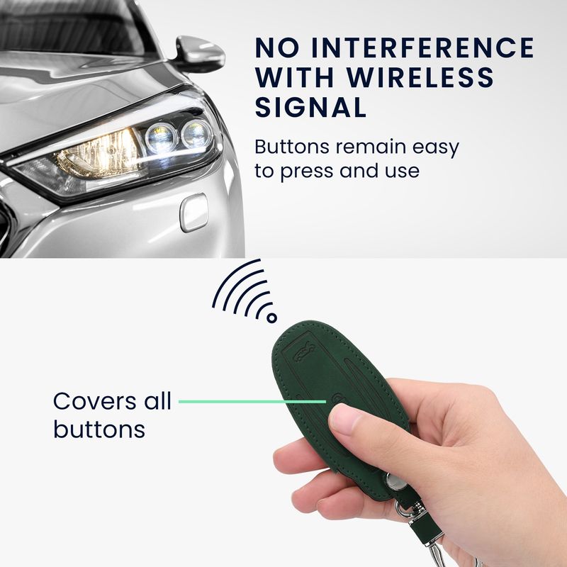 Auto si Moto - Electronice auto - Accesorii electronice auto - Husa pentru cheie auto Kwmobile pentru Tesla Model X, anti-alunecare, piele ecologica, verde - Infinity.ro