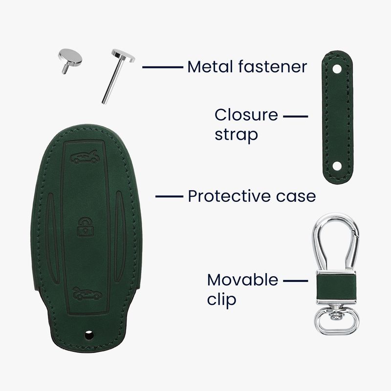 Auto si Moto - Electronice auto - Accesorii electronice auto - Husa pentru cheie auto Kwmobile pentru Tesla Model X, anti-alunecare, piele ecologica, verde - Infinity.ro