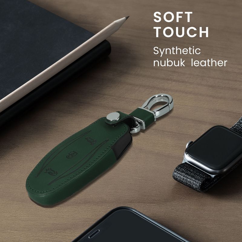 Auto si Moto - Electronice auto - Accesorii electronice auto - Husa pentru cheie auto Kwmobile pentru Tesla Model Y, Model 3, anti-alunecare, piele ecologica, verde - Infinity.ro
