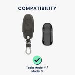 Auto si Moto - Electronice auto - Accesorii electronice auto - Husa pentru cheie auto Kwmobile pentru Tesla Model Y, Model 3, protectie la zgarieturi, piele ecologica, gri - Infinity.ro
