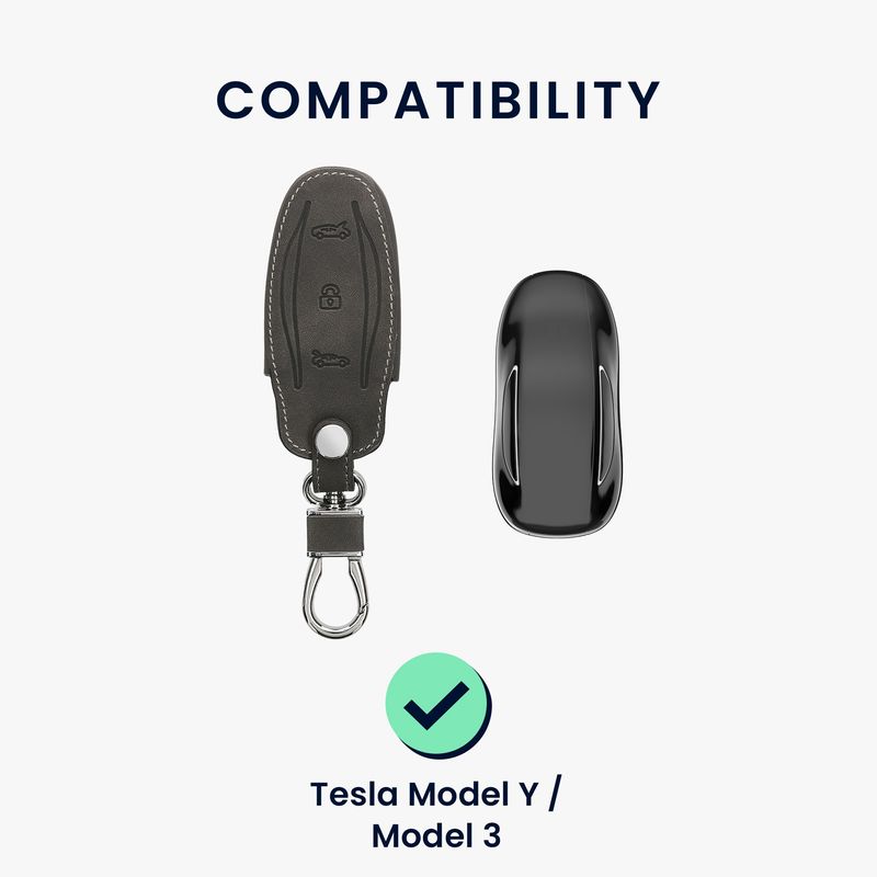 Auto si Moto - Electronice auto - Accesorii electronice auto - Husa pentru cheie auto Kwmobile pentru Tesla Model Y, Model 3, protectie la zgarieturi, piele ecologica, gri - Infinity.ro