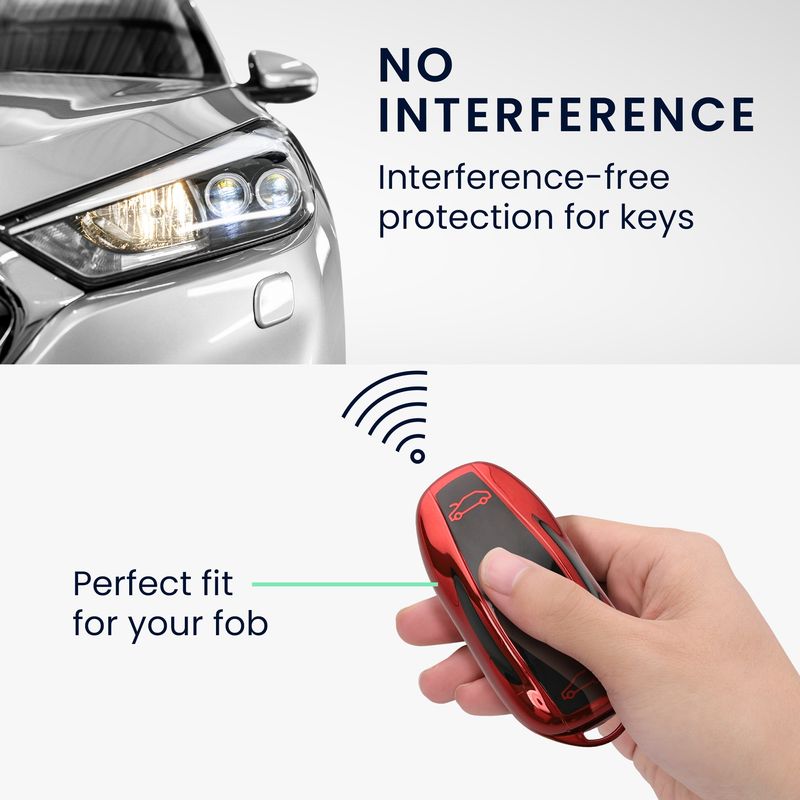 Auto si Moto - Electronice auto - Accesorii electronice auto - Husa pentru cheie auto Kwmobile pentru Tesla Model Y, Model 3, anti-alunecare, TPU, negru, rosu - Infinity.ro