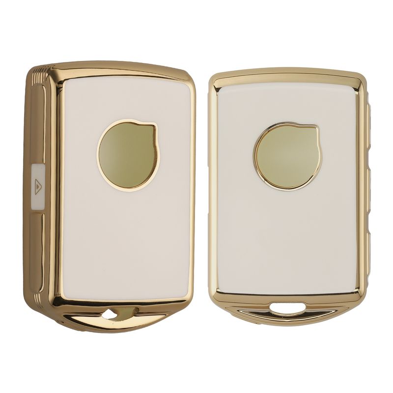 Auto si Moto - Electronice auto - Accesorii electronice auto - Husa pentru cheie auto Kwmobile pentru Volvo Polestar1, Polestar 2, XC90, XC60, anti-alunecare, TPU, alb, auriu - Infinity.ro