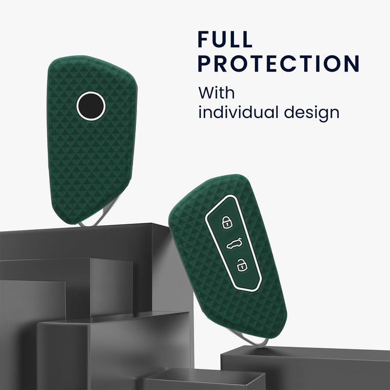 Auto si Moto - Electronice auto - Accesorii electronice auto - Husa pentru cheie auto Kwmobile pentru VW, SEAT Golf 8 (inclusiv GTE, GTI), ID.3, ID.4, ID.5, anti-alunecare, TPU, verde - Infinity.ro