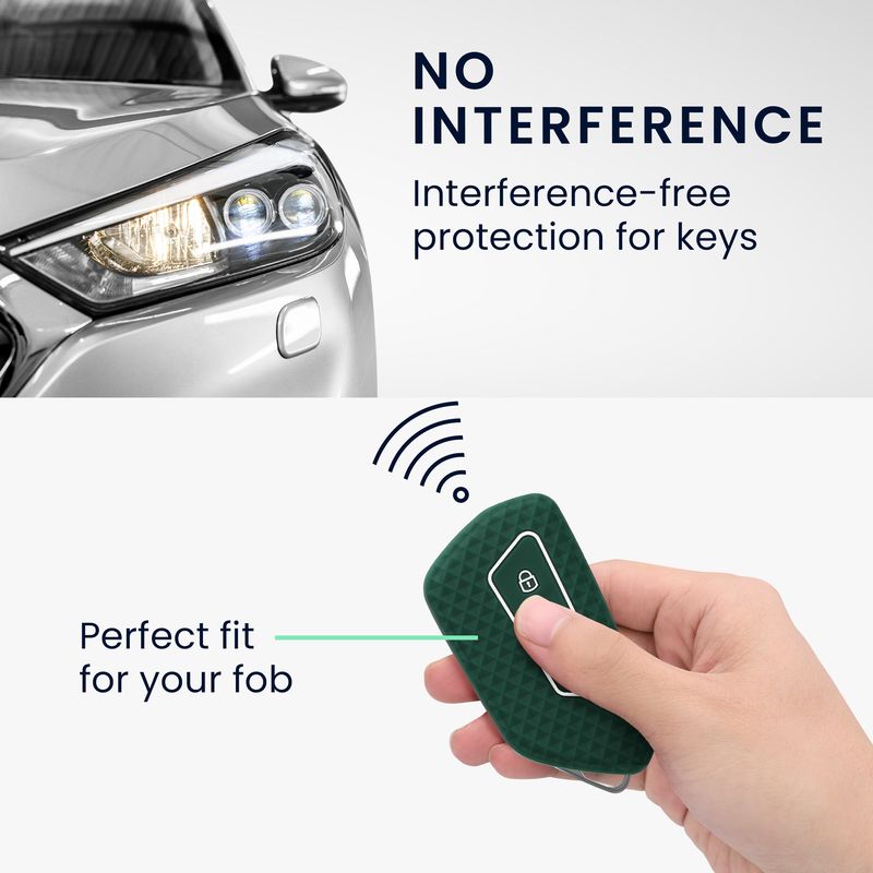Auto si Moto - Electronice auto - Accesorii electronice auto - Husa pentru cheie auto Kwmobile pentru VW, SEAT Golf 8 (inclusiv GTE, GTI), ID.3, ID.4, ID.5, anti-alunecare, TPU, verde - Infinity.ro