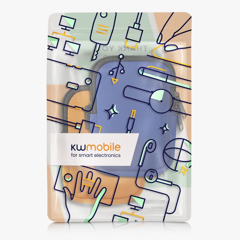 Casa si Gradina - Bucatarie si vesela - Cani si pahare - Sticle - Set 2 genti pentru sticle Kwmobile, organizare, fermoar, neopren, albastru si portocaliu - Infinity.ro
