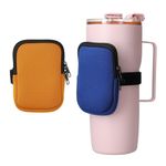 Casa si Gradina - Bucatarie si vesela - Cani si pahare - Sticle - Set 2 genti pentru sticle Kwmobile, organizare, fermoar, neopren, albastru si portocaliu - Infinity.ro