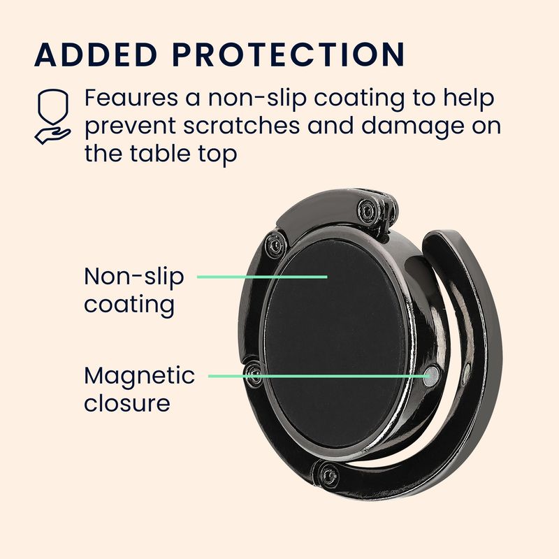 Casa si Gradina - Mobilier - Feronerie si accesorii mobila - Set 2 carlige de masa pentru geanta Kwmobile, inchidere magnetica, pliabile, anti-alunecare, metal, negru, gri - Infinity.ro